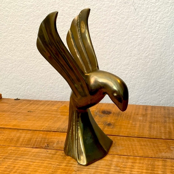 Vintage brass abstract bird 9" sculpture VGUC decor retro boho bohemian - Picture 3 of 4